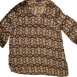 Susan Graver Style Brown Patterned Women’s Shirt 1x